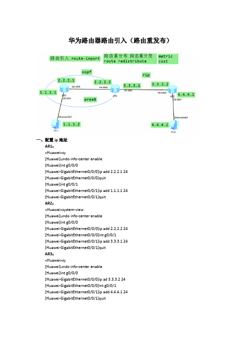 华为路由器路由引入(路由重发布)ospf-rip