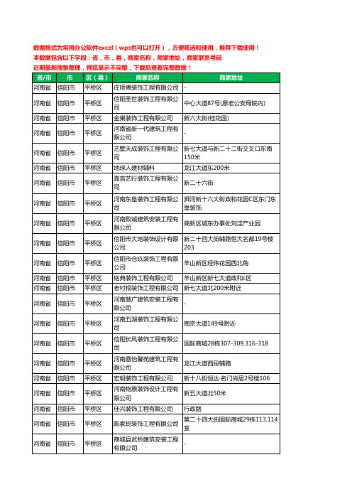 2020新版河南省信阳市平桥区建筑装饰有限公司工商企业公司商家名录名单黄页联系电话号码地址大全146家