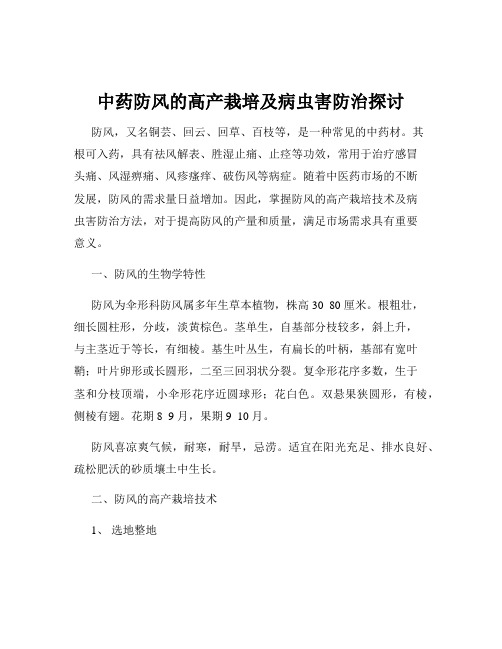 中药防风的高产栽培及病虫害防治探讨