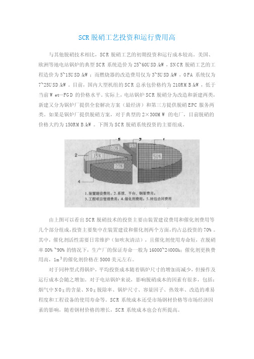 SCR脱硝工艺投资和运行费用高