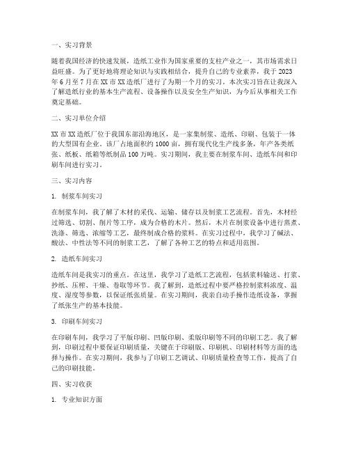 纸厂实习报告