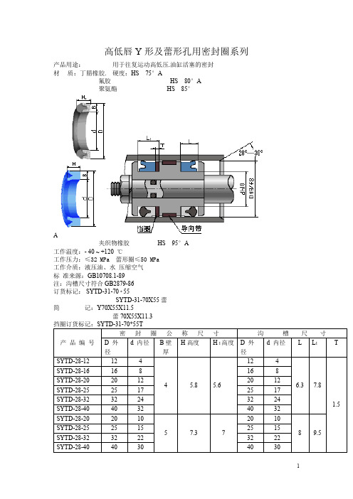 高低唇y形及蕾形孔用密封圈系列+高低唇y形及蕾形轴用密封圈系列