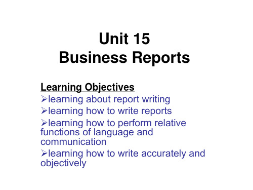 Unit 15   Business Reports