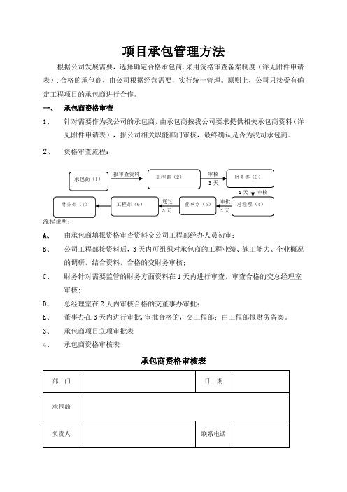 施工分包商管理方法