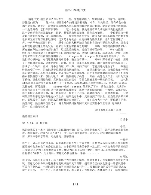 狼王(1100字)作文