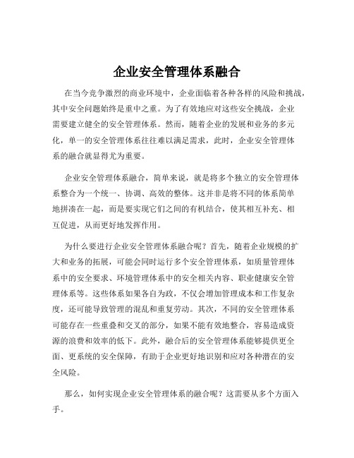 企业安全管理体系融合