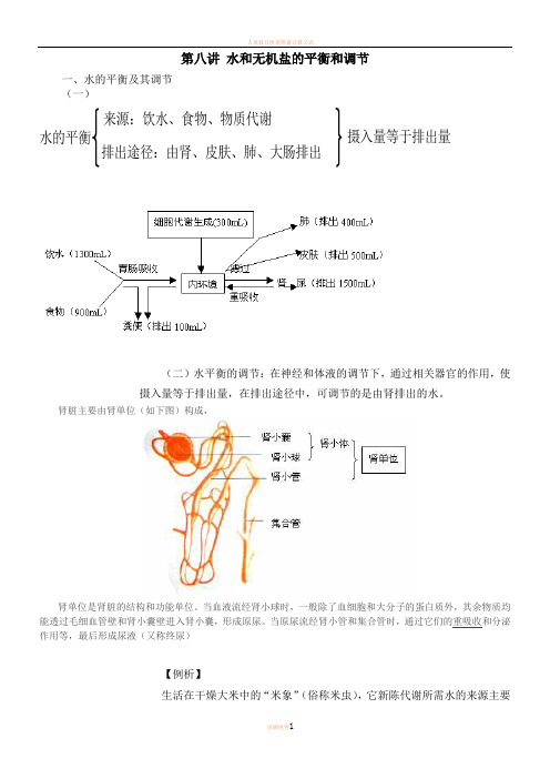 人体水盐平衡的调节  习题及讲义