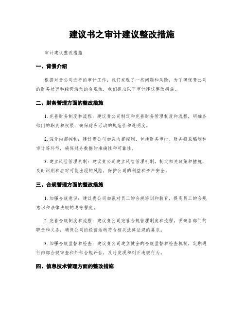 建议书之审计建议整改措施