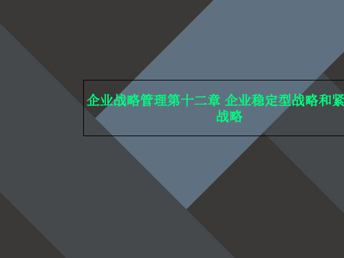企业战略管理第十二章 企业稳定型战略和紧缩型战略
