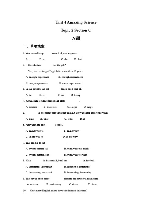 仁爱版九年级上册-Unit 4 Topic 2 Section C 习题含答案