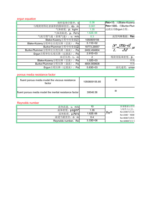 ergun方程及多孔介质模型系数计算