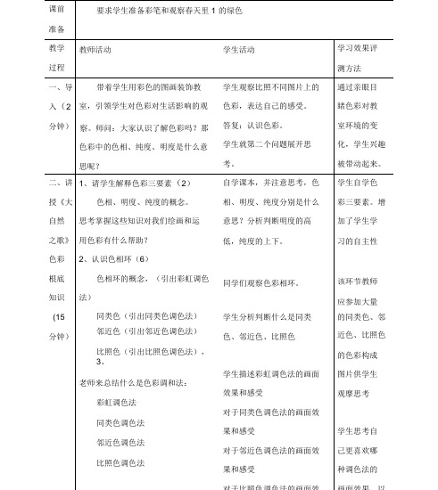 初中美术_大自然之歌教学设计学情分析教材分析课后反思