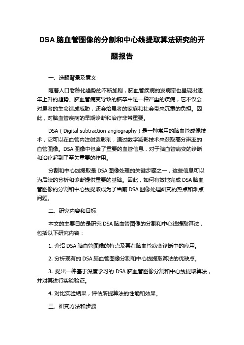 DSA脑血管图像的分割和中心线提取算法研究的开题报告