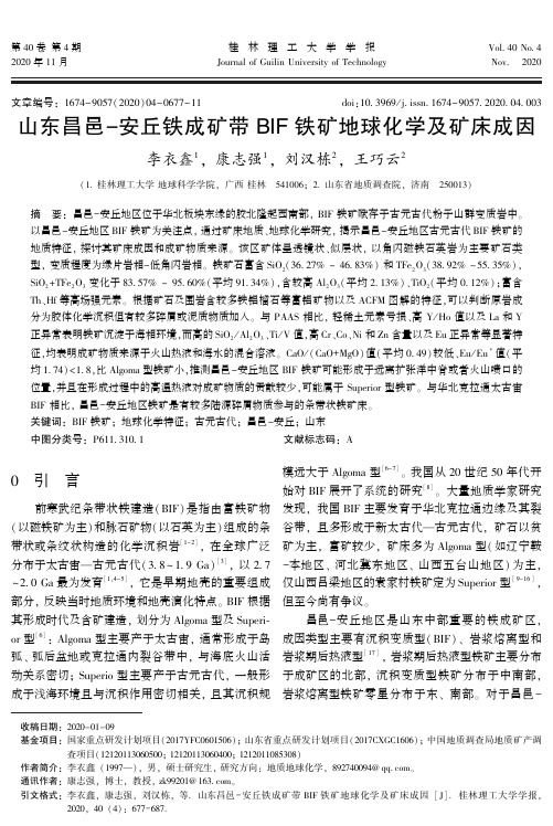 山东昌邑-安丘铁成矿带BIF铁矿地球化学及矿床成因