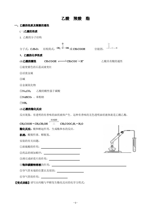 羧酸知识点总结及习题