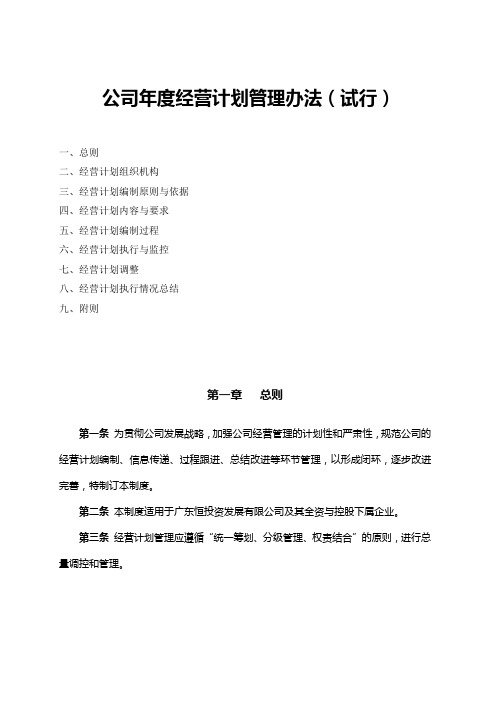 公司经营计划管理办法A