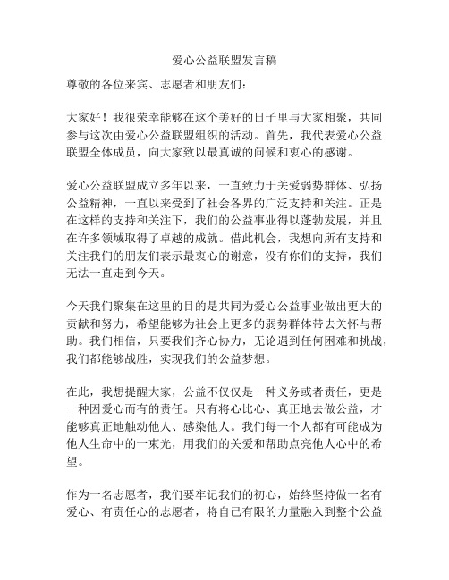 爱心公益联盟发言稿