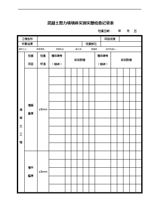 某建筑施工单位实测实量表格