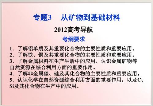 【苏教版】2012高三化学《优化方案》总复习课件专题32012高考导航