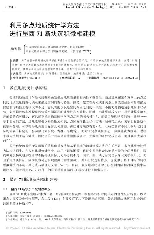 利用多点地质统计学方法进行垦西71断块沉积微相建模