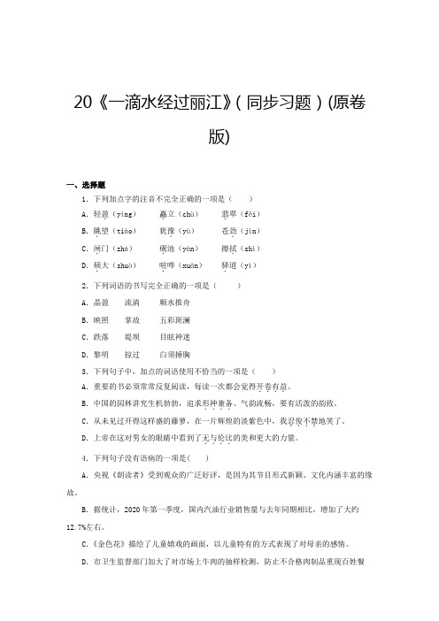 八年级语文下册20《一滴水经过丽江》(同步习题原卷版)