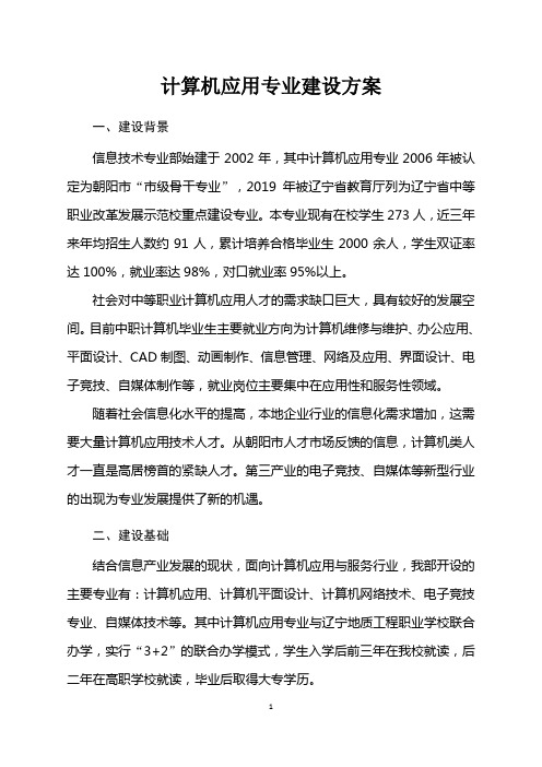 计算机应用优质专业建设方案