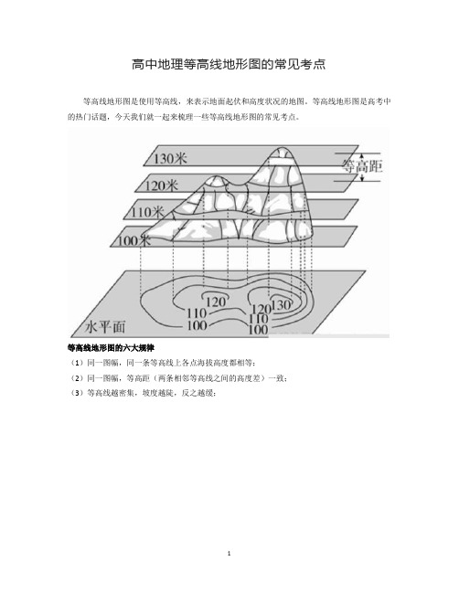 高中地理等高线地形图的常见考点