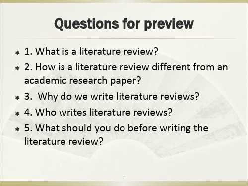 (完整版)How to Write the Literature Review