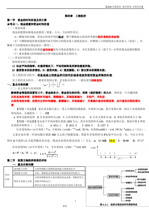 【2020注册造价 造价管理 必背总结】第四章  工程经济