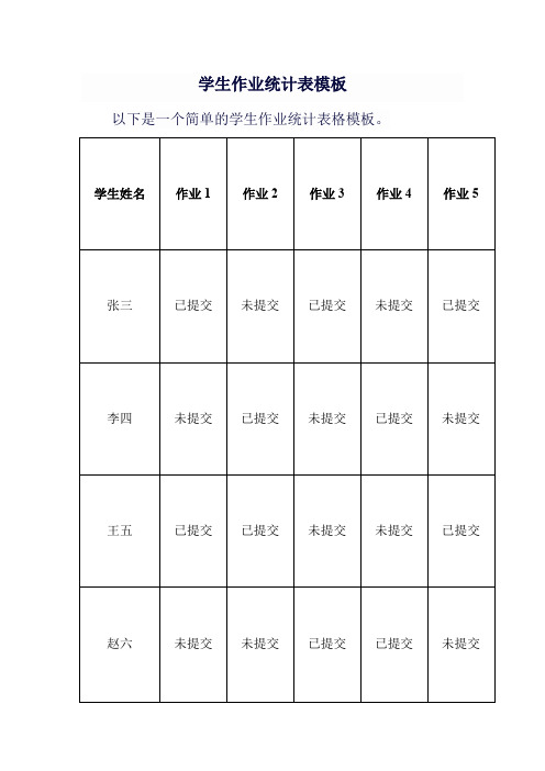 学生作业统计表模板