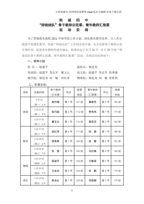 阳城四中师徒结队暨教学能手示范课