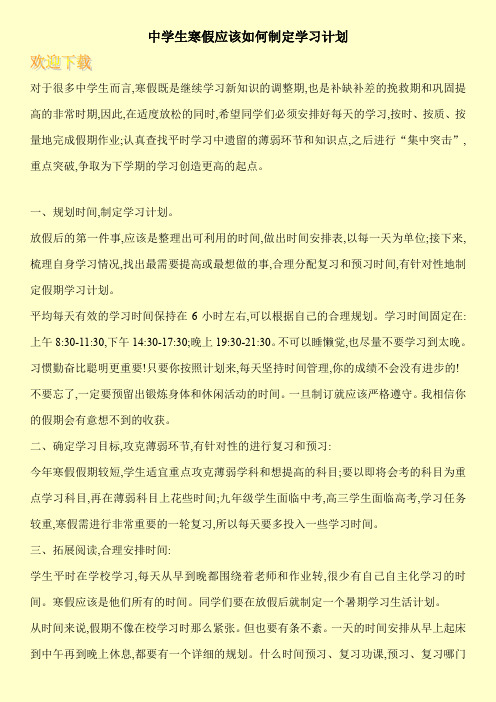 中学生寒假应该如何制定学习计划