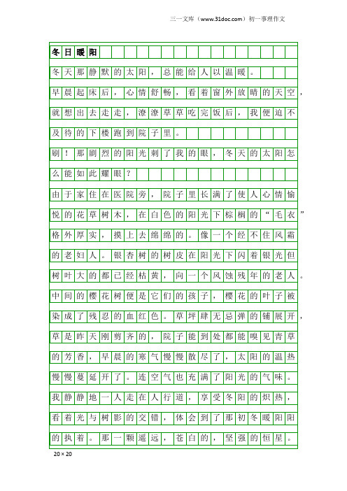 初一事理作文：冬日暖阳