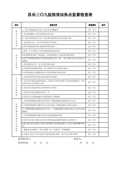 依法执业监督检查表