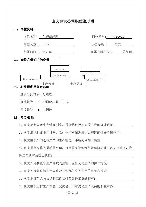 ATSC-01生产部经理职位说明书共3页文档