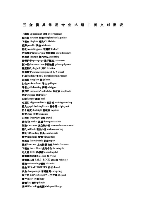 五金模具常用专业术语中英文对照表