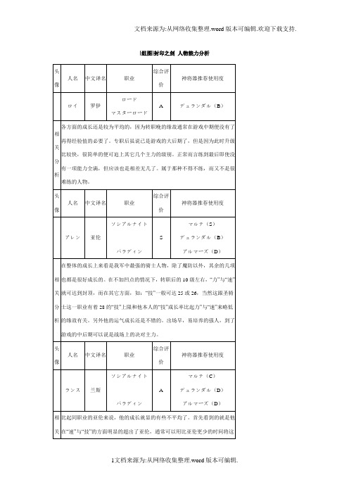 【分析】封印之剑s级人物分析