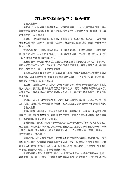 在民俗文化中感悟成长 优秀作文