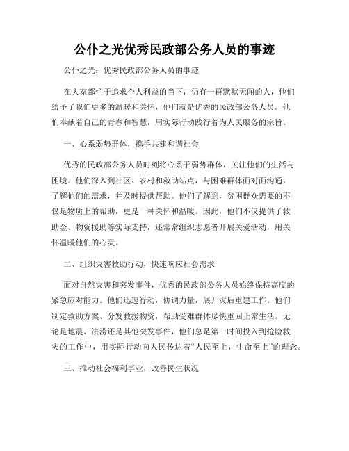 公仆之光优秀民政部公务人员的事迹