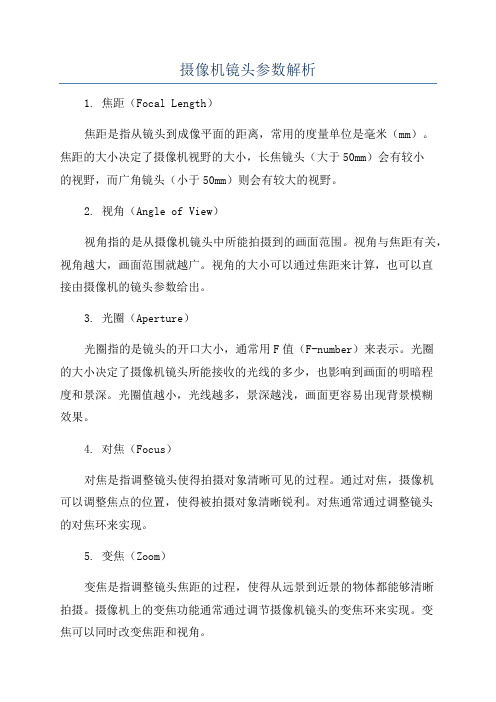 摄像机镜头参数解析