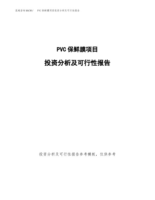 PVC保鲜膜项目投资分析及可行性报告