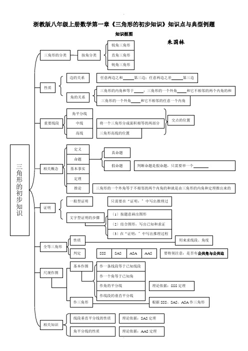 浙教版八年级上册数学第一章《三角形的初步知识》知识点及典型例题