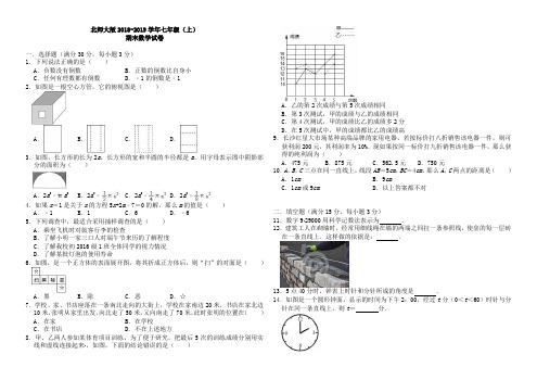 北师大版七年级(上)期末数学试卷(含答案)