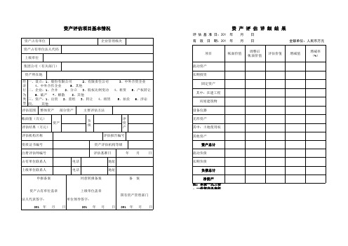 行政事业单位资产评估项目立项评估报告备案表(A3纸打印)