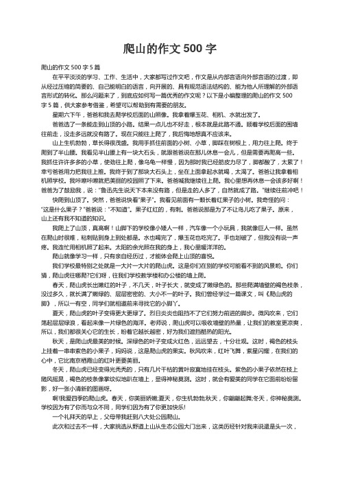 爬山的作文500字5篇