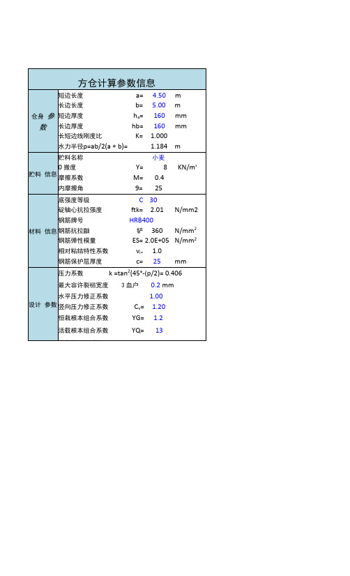 混凝土方仓仓壁计算