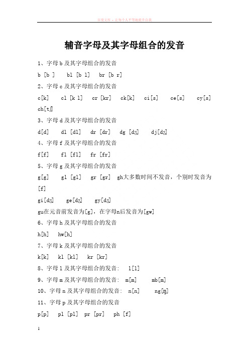 辅音字母及其字母组合的发音