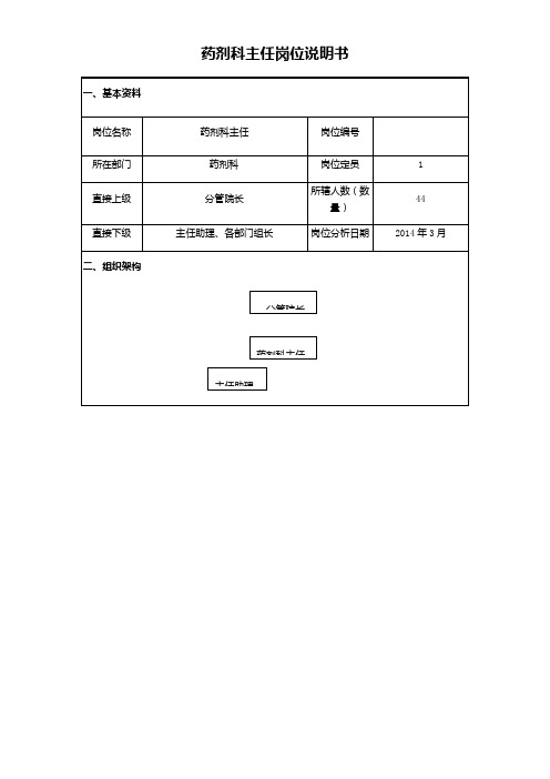 药剂科主任岗位说明书