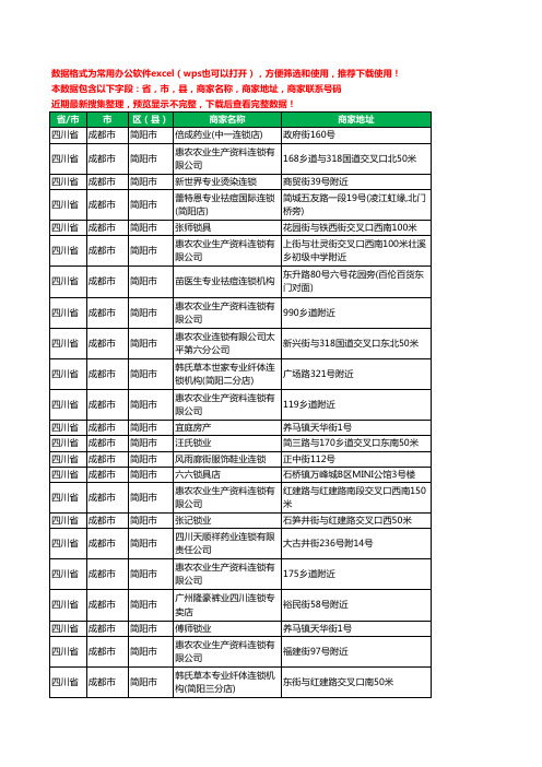 2020新版四川省成都市简阳市锁具工商企业公司商家名录名单联系电话号码地址大全25家