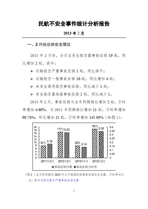 关于下发《2013年2月民航不安全事件统计分析报告》的通知